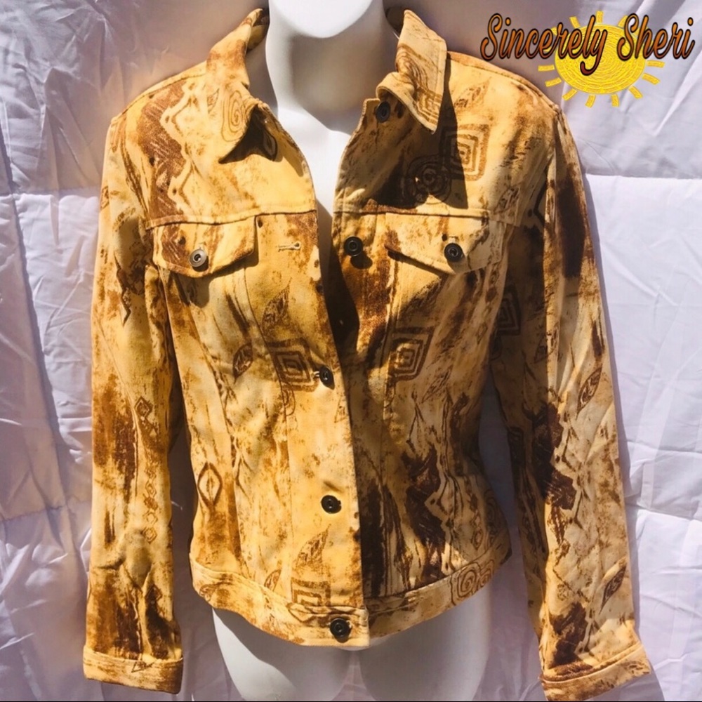 Vintage Tribal Print Denim Jacket